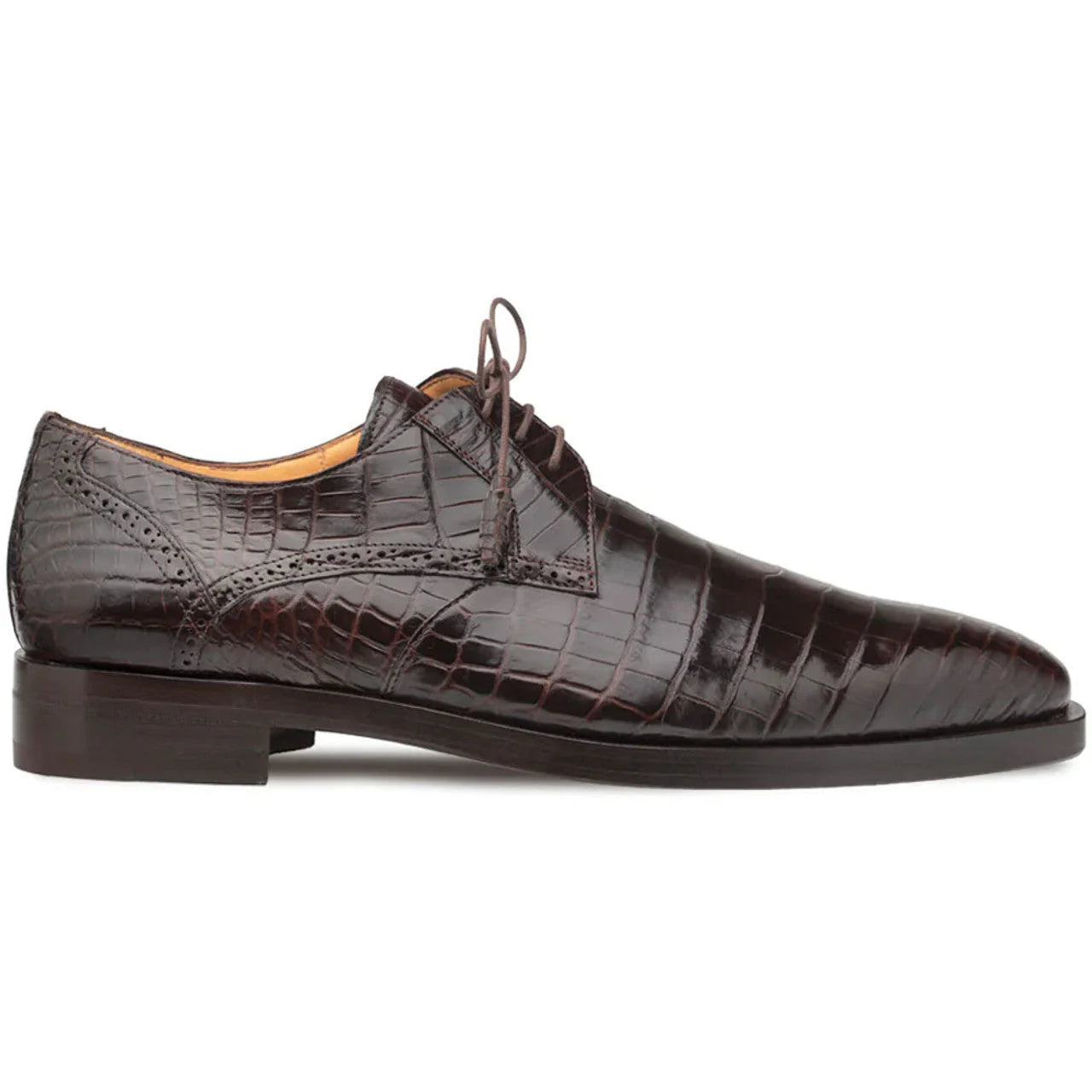 Men’s Genuine Alligator Brown Derby Lace-Up Shoes