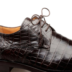 Men’s Genuine Alligator Brown Derby Lace-Up Shoes