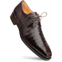 Men’s Genuine Alligator Brown Derby Lace-Up Shoes