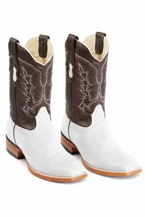 Men’s Genuine Ostrich Belly Leather Western Boots – White
