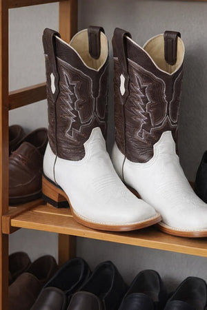 Men’s Genuine Ostrich Belly Leather Western Boots – White