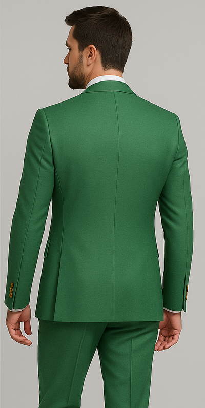 Men’s Green Slim Fit Suit by Rossiman – Stylish Double-Breasted Vest & Flat Front Pants 3 SKU#58652  - from alligatorwarehouse.com