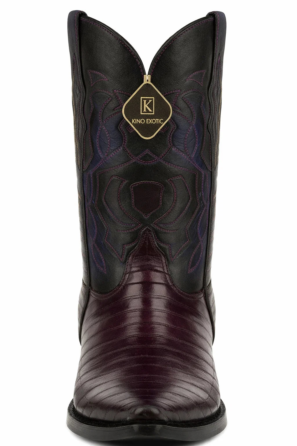 Men's King Exotic Snip Toe Eel Boots Handcrafted Burnished Purple 