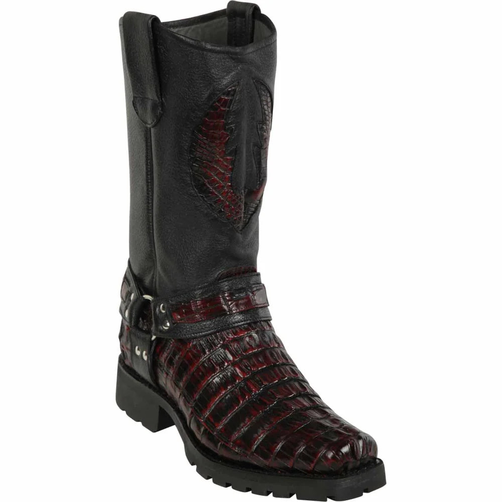 Men’s Los Altos Caiman Tail Skin Biker Boots 