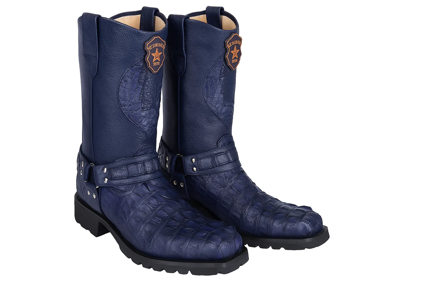 Men’s Los Altos Caiman Tail Skin Biker Boots 