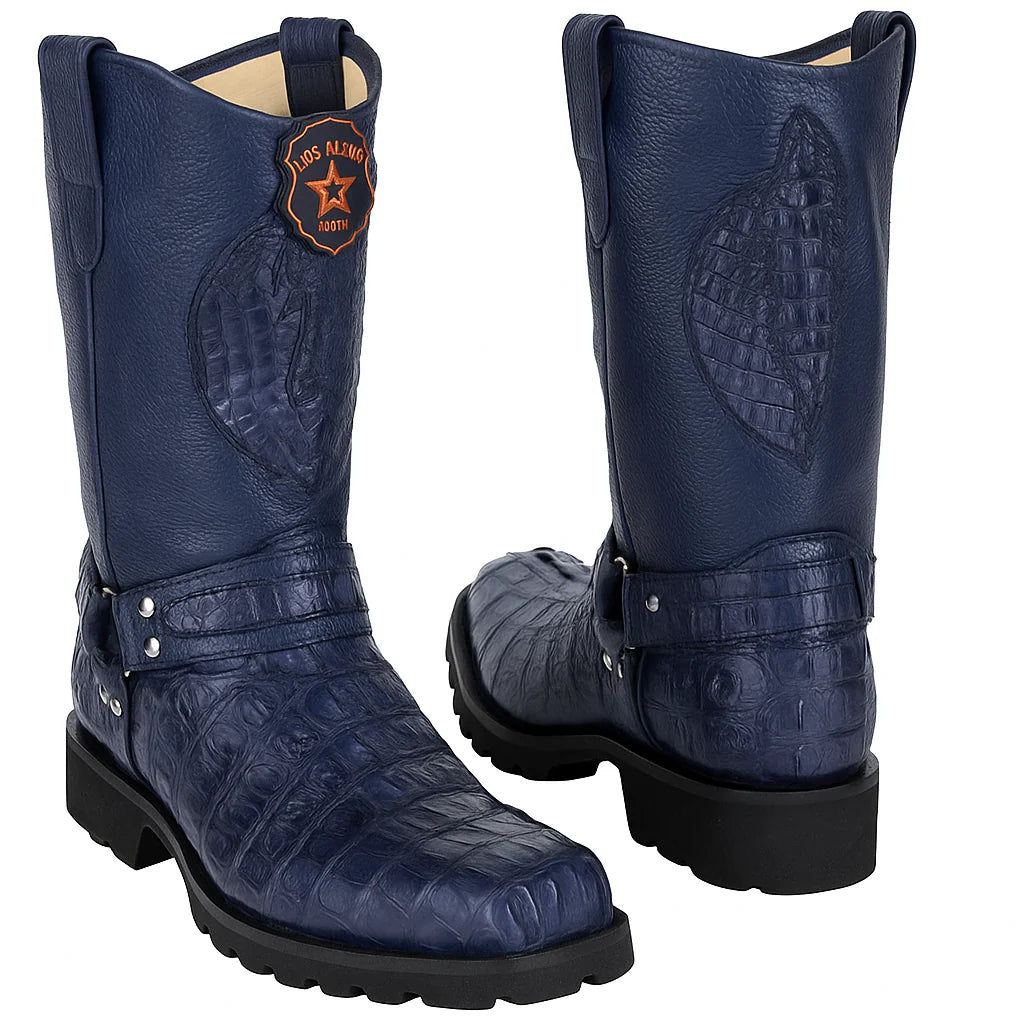 Men’s Los Altos Caiman Tail Skin Biker Boots 