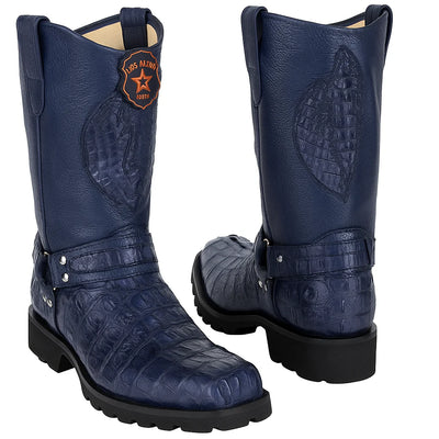 Men’s Los Altos Caiman Tail Skin Biker Boots – Handmade Exotic Leather Western Boots 9   - from alligatorwarehouse.com