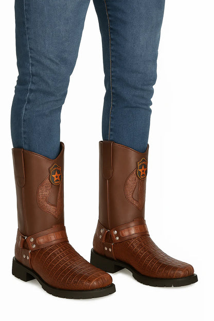 Men’s Los Altos Caiman Tail Skin Biker Boots 