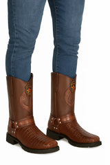 Men’s Los Altos Caiman Tail Skin Biker Boots 