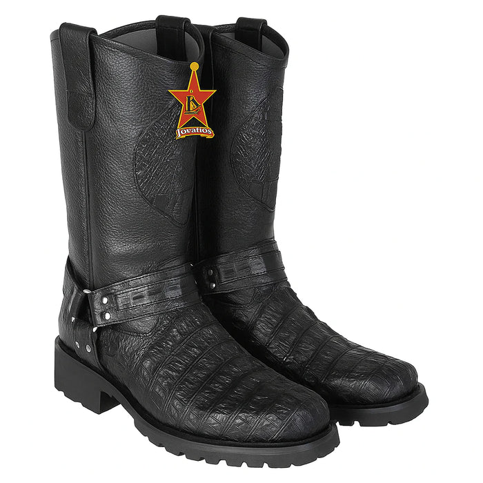 Men’s Los Altos Caiman Tail Skin Biker Boots 