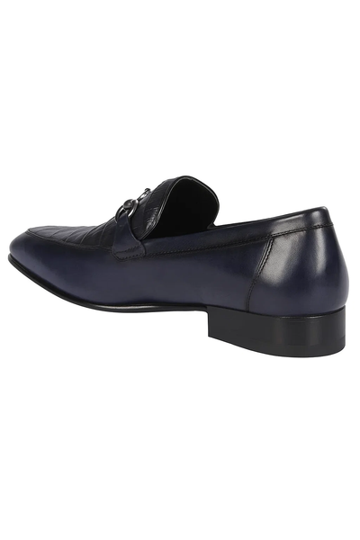 Men’s Prestige Navy Slip-On Shoes – Genuine Crocodile & Calfskin Fusion 5   - from alligatorwarehouse.com