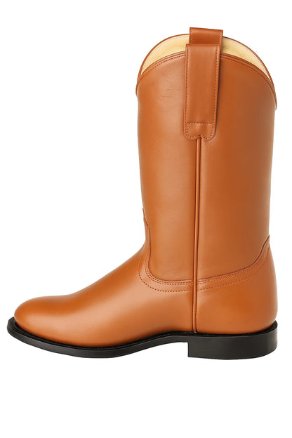 Men’s Pull-On Roper Boots with Leather Sole – Honey Deerskin Boots ...