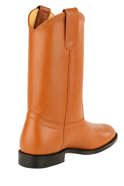 Men’s Pull-On Roper Boots with Leather Sole – Honey Deerskin Boots ...