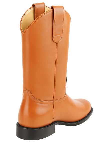 Men’s Pull-On Roper Boots with Leather Sole – Honey Deerskin Boots