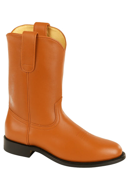 Men’s Pull-On Roper Boots with Leather Sole – Honey Deerskin Boots