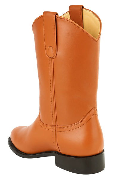 Men’s Pull-On Roper Boots with Leather Sole – Honey Deerskin Boots