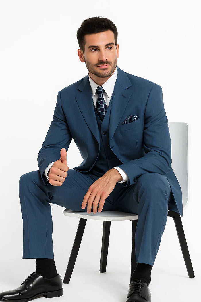 Men’s Saphire Steel Blue 3-Button 