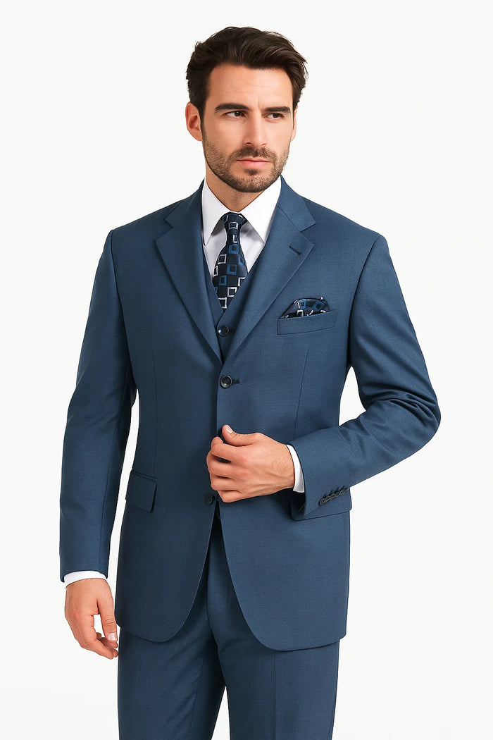 Men’s Saphire Steel Blue 3-Button 