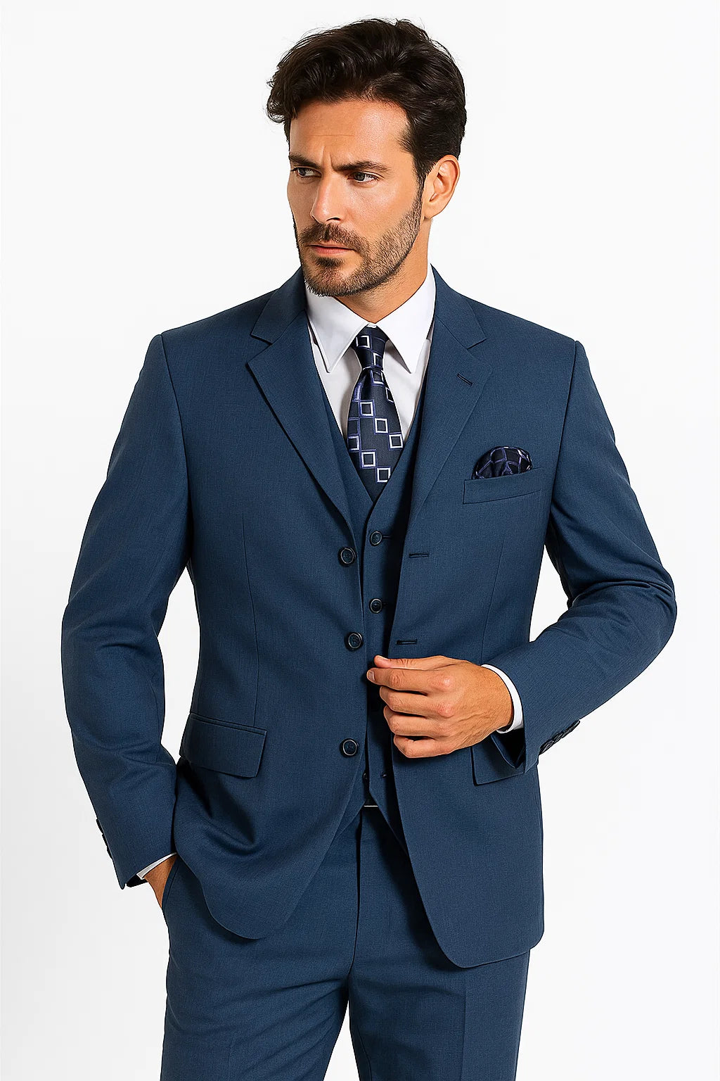 Men’s Saphire Steel Blue 3-Button 