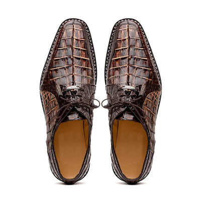 Marco Di Milano Caribe Men's Shoes Orix & Brown Exotic Hornback Crocodile Skin Derby Oxfords 3 CARIBE_CAIMAN FUSCUS_ORIX BROWN_8.5  - from alligatorwarehouse.com