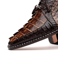 Marco Di Milano Caribe Men's Shoes Orix & Brown Exotic Hornback Crocodile Skin Derby Oxfords