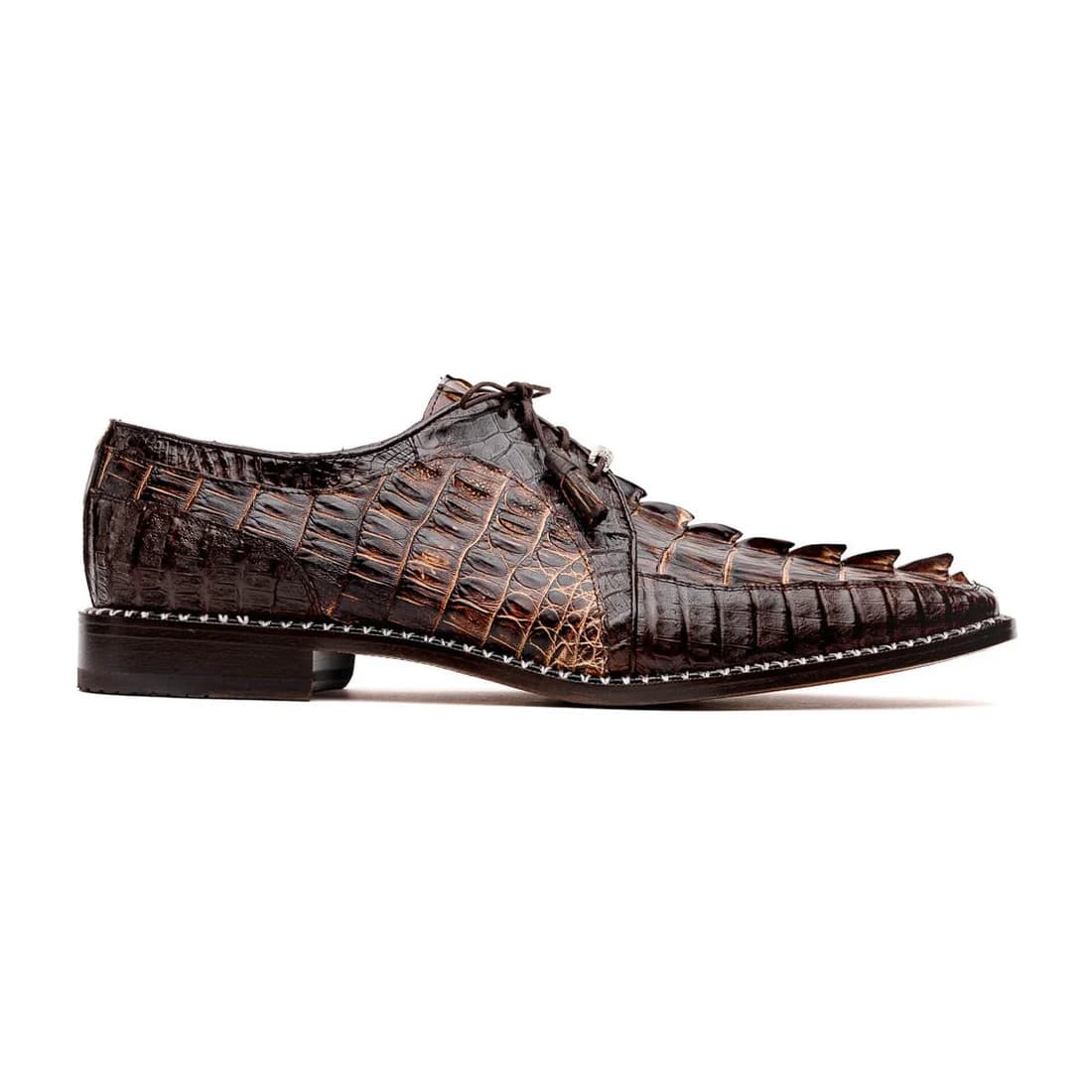 Marco Di Milano Caribe Men's Shoes Orix & Brown Exotic Hornback Crocodile Skin Derby Oxfords