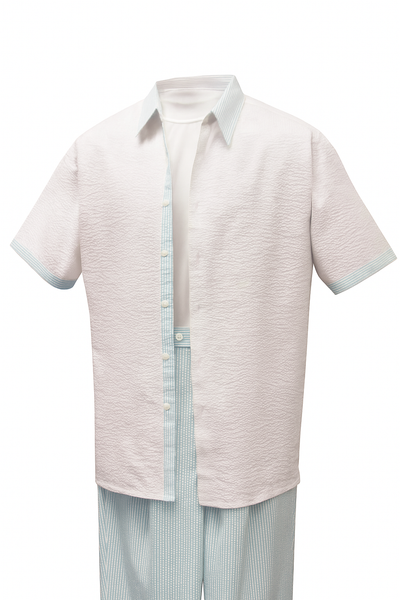 Men’s Sky Blue Two-Piece Short Sleeve Shirt and Pants Set – Casual Summer Outfit 6   - from alligatorwarehouse.com