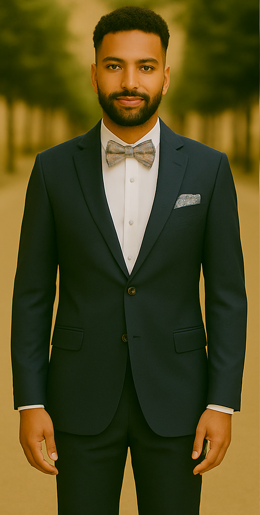 Men’s Slim Fit 100% Wool Suit by Rossiman Rossi – Peak Lapel Jacket & Plum Tapered Pants