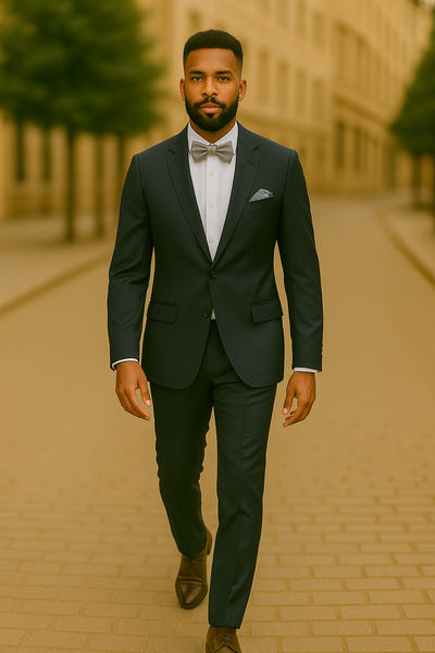 Men’s Slim Fit 100% Wool Suit by Rossiman Rossi – Peak Lapel Jacket & Plum Tapered Pants 5   - from alligatorwarehouse.com