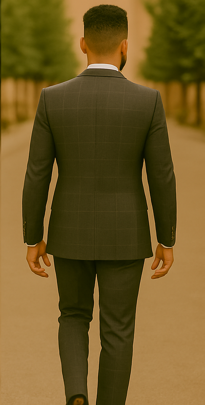 Men’s Slim Fit Charcoal Plaid Suit by Rossiman Rossi – 1-Button Jacket & Tapered Pants 3   - from alligatorwarehouse.com