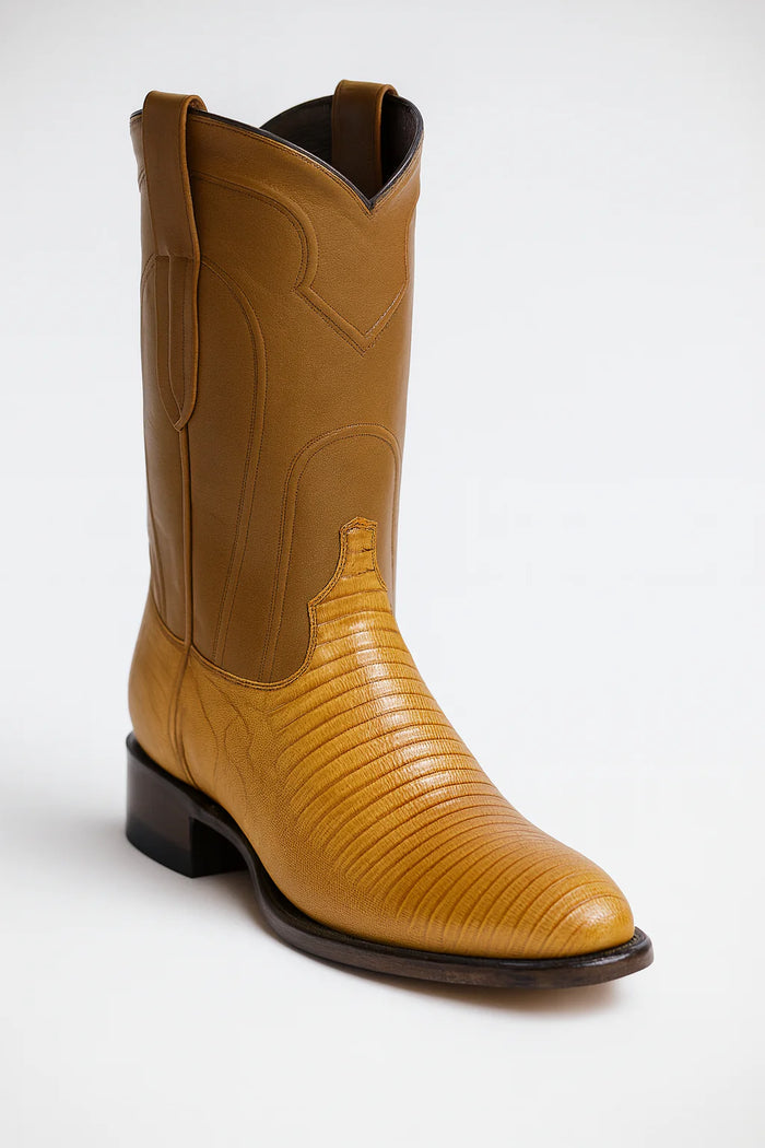 Men’s Teju Lizard Leather Roper Boots – Honey