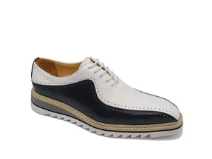 Men’s Two-Tone Bicycle Toe Brogue Oxford Shoes with Lightweight Comfort Sole