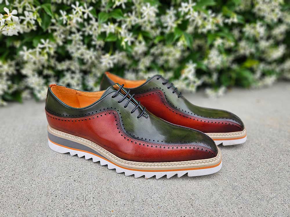 Men’s Two-Tone Bicycle Toe Brogue Oxford Shoes with Lightweight Comfort Sole