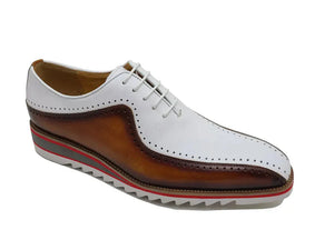 Men’s Two-Tone Bicycle Toe Brogue Oxford Shoes with Lightweight Comfort Sole