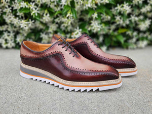 Men’s Two-Tone Bicycle Toe Brogue Oxford Shoes with Lightweight Comfort Sole