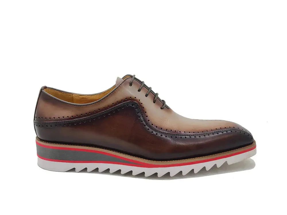 Men’s Two-Tone Bicycle Toe Brogue Oxford Shoes with Lightweight Comfort Sole