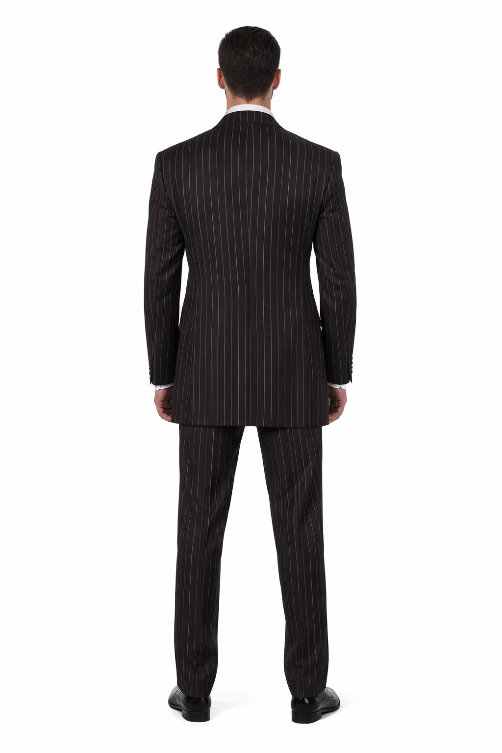 Men’s Vintage Vested Gangster Pinstripe Suit – Black & White 3-Piece Classic Fit