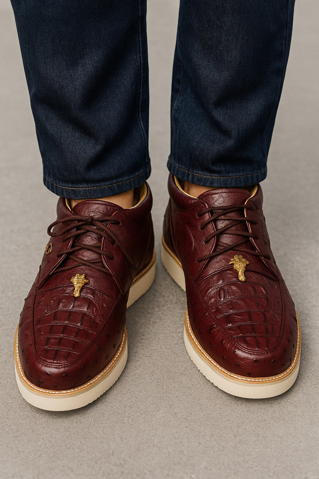 Men's Wild West Boots Caiman and Ostrich Skin Shoe 2ZA050206 3 2ZA050206-060  - from alligatorwarehouse.com