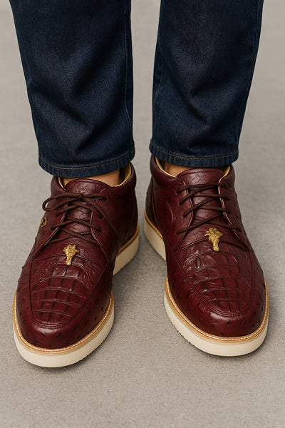 Men's Wild West Boots Caiman and Ostrich Skin Shoe 2ZA050206 3 2ZA050206-060  - from alligatorwarehouse.com