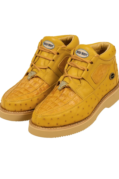 Men's Wild West Boots Caiman and Ostrich Skin Shoe 2ZA050202 6 2ZA050202-060  - from alligatorwarehouse.com