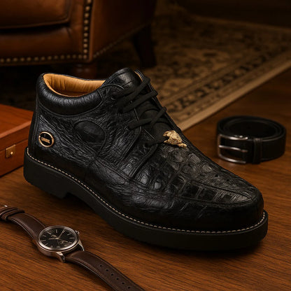 Men's Wild West Boots Caiman and Ostrich Skin Shoe