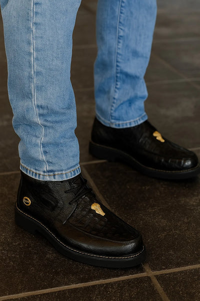 Men’s Wild West Caiman & Ostrich Skin Boots – Handmade Exotic Leather Western Cowboy Boots 9   - from alligatorwarehouse.com