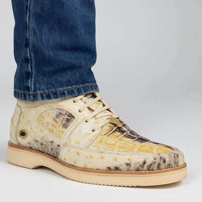 Men's Wild West Boots Caiman and Ostrich Skin Shoe 2ZA050249 6 2ZA050249-060  - from alligatorwarehouse.com