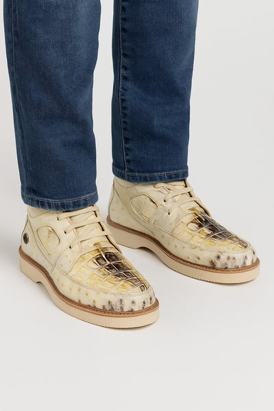 Men's Wild West Boots Caiman and Ostrich Skin Shoe 2ZA050249 8 2ZA050249-060  - from alligatorwarehouse.com