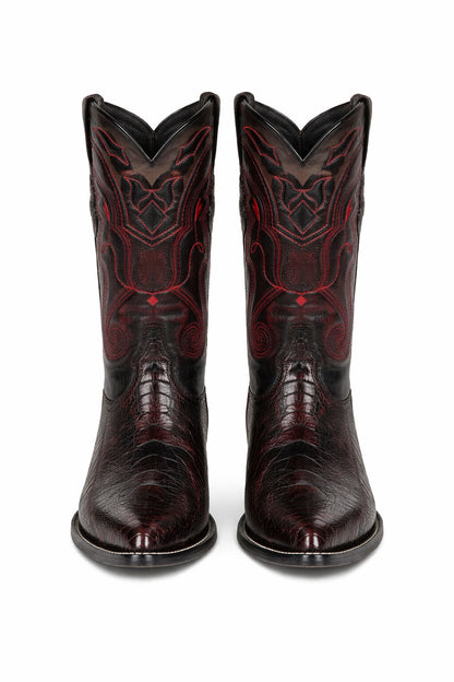 Black Cherry Ostrich Cowboy Boots J-Toe