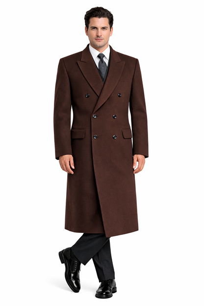 Authentic Fully Lined Double Breasted men's Wool Blend Long Dress Coat
