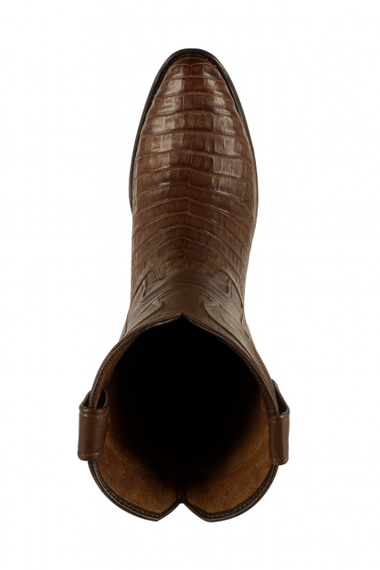 Los Altos Boots - Mens Dress Cowboy Boot - Low Priced Caiman Belly Roper Boots-  in Brown