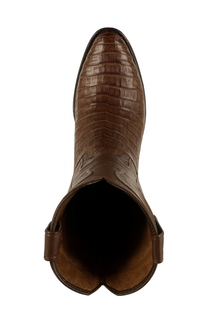 Los Altos Boots - Mens Dress Cowboy Boot - Low Priced Caiman Belly Roper Boots-  in Brown
