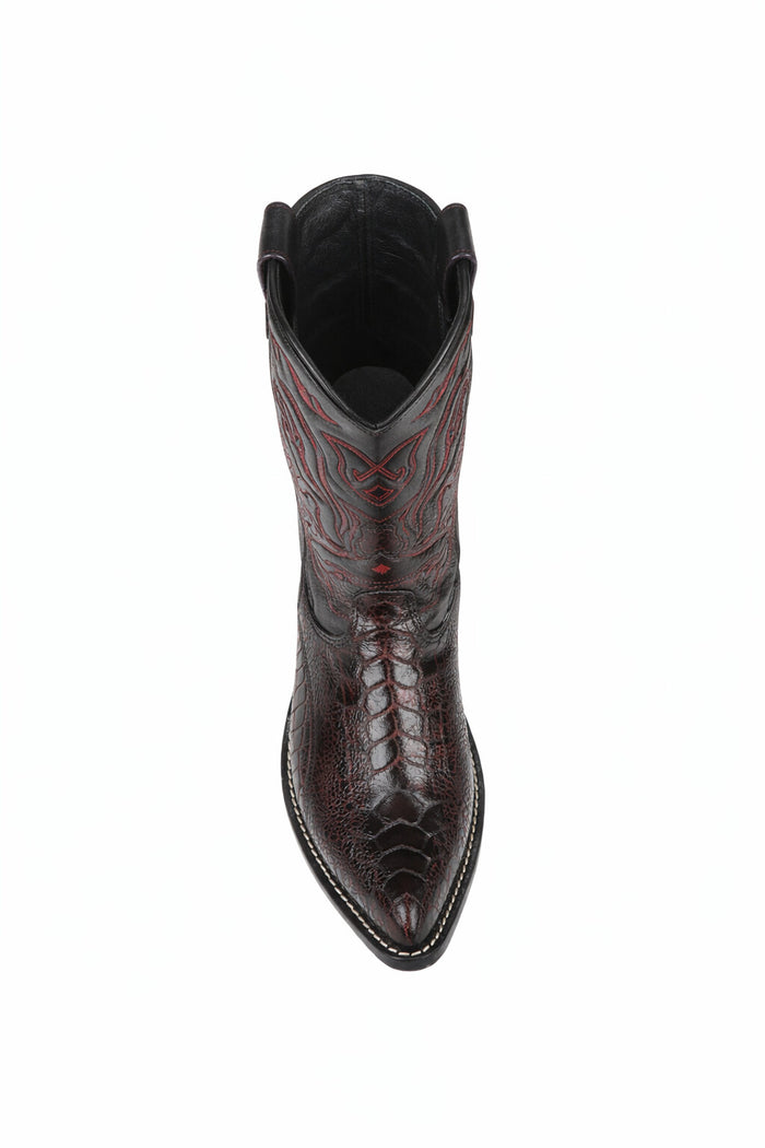 Black Cherry Ostrich Cowboy Boots J-Toe