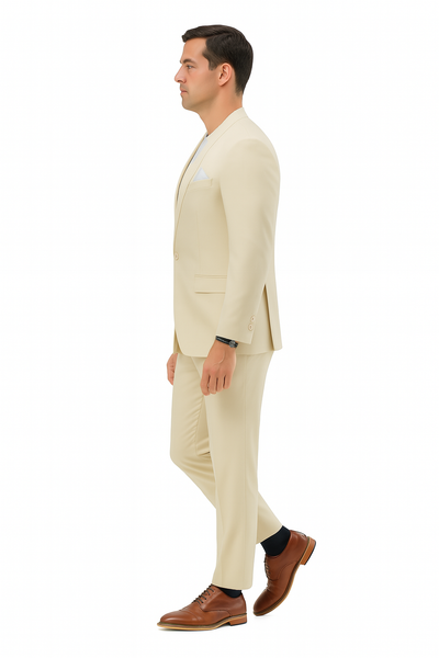 Mens Two Piece Linen Suit Relaxed Hybrid Fit No Collar 3   - from alligatorwarehouse.com